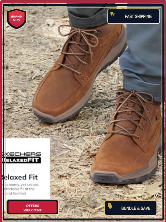 Skechers Respected Boswell Boot Men\'s Water-Repellent Leather Moc Toe Boot main image 4